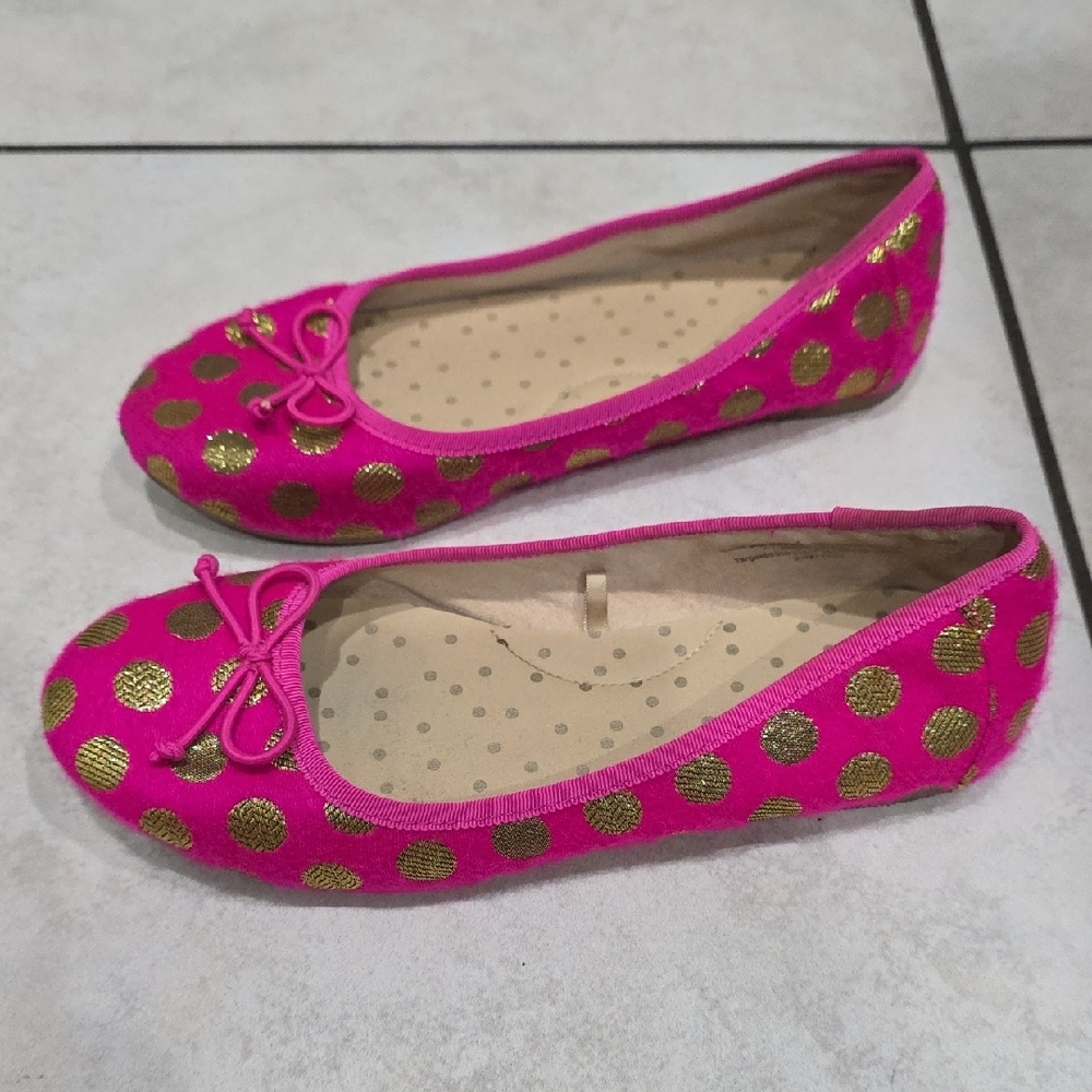 Cat & Jack Fuchsia and Gold Dot Ballet Flats - Picture 5 of 6